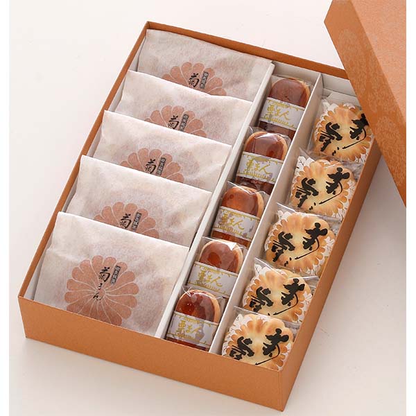 ○奈良店取扱い商品〈本家菊屋〉奈良銘菓詰合 (菊まん・寿・栗 各5個入)