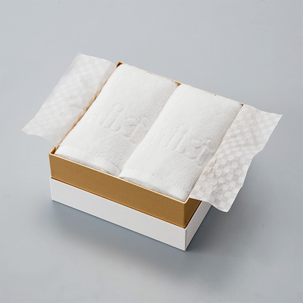 〈ミキハウス〉ゴールドレーベル フェイスタオル2枚セット(BOX付き)