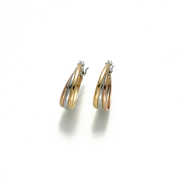 〈芝翫香〉Pt/K18スリーカラーフープピアス