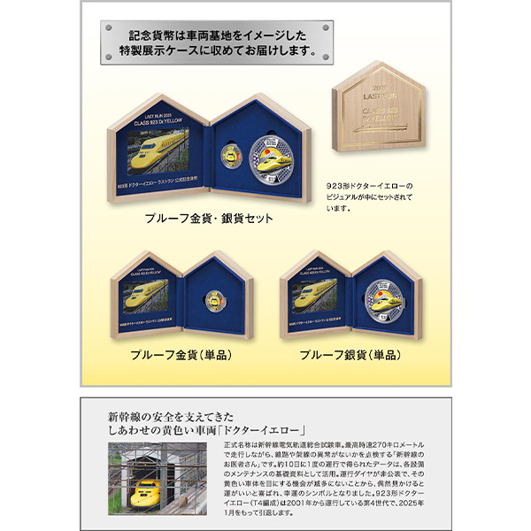 923形ドクターイエロー(T4)引退記念公式メモリアル金貨・銀貨｜近鉄