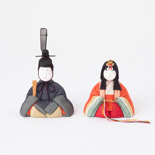 〈中川政七商店〉手織り麻の木目込み雛 親王飾り(塗り台/几帳)