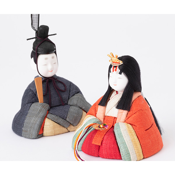 〈中川政七商店〉手織り麻の木目込み雛 親王飾り(塗り台/几帳)