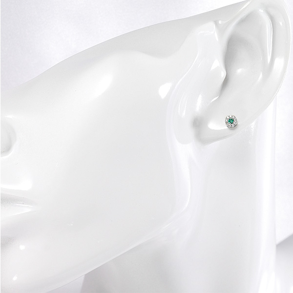 K14WG ダイヤモンド付 天然エメラルド ピアス D:0.01ct‪✕‬2 芝翫香〉Ptダイヤ入エメラルドピアス｜近鉄百貨店ネットショップ