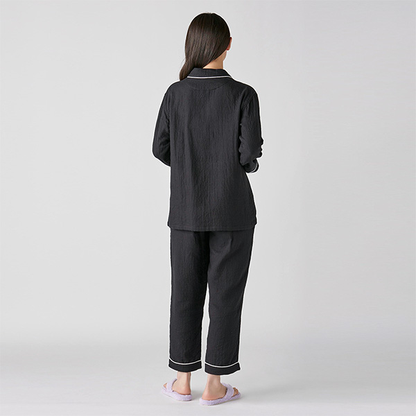 〈UCHINO〉マシュマロガーゼパイピングレディスパジャマ/ブラック