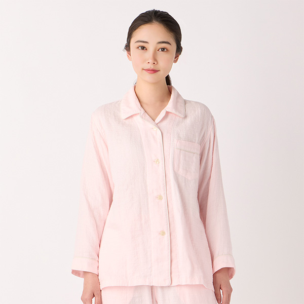 〈UCHINO〉マシュマロガーゼパイピングレディスパジャマ/ライトピンク