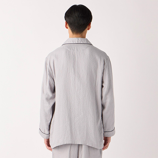 〈UCHINO〉マシュマロガーゼパイピングメンズパジャマ/グレー