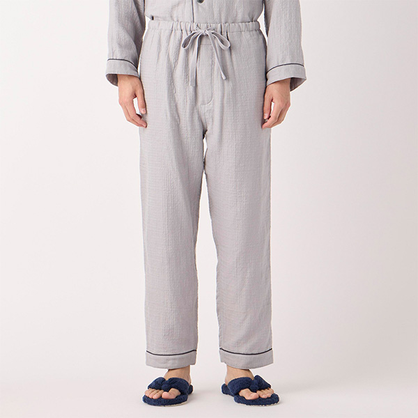 〈UCHINO〉マシュマロガーゼパイピングメンズパジャマ/グレー