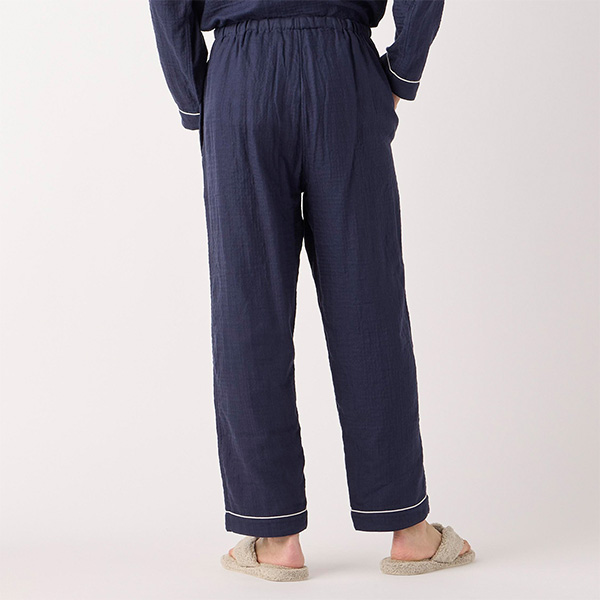 〈UCHINO〉マシュマロガーゼパイピングメンズパジャマ/ネイビー