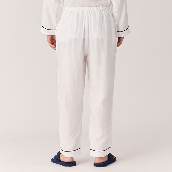 〈UCHINO〉マシュマロガーゼパイピングメンズパジャマ/ホワイト