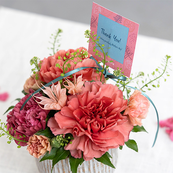 ●母の日〈hanna/ハンナ〉生花アレンジ「ハッピーベリーS」ハンドクリームセット