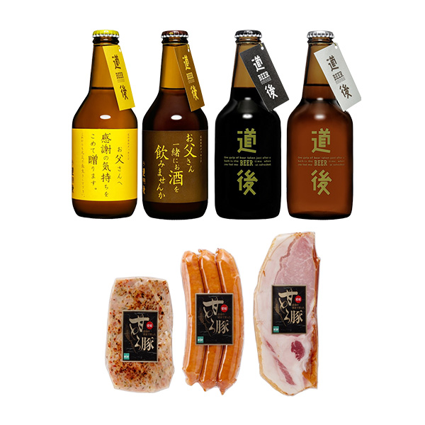 ◇ 父の日 〈水口酒造〉道後ビール・愛媛甘とろ豚セット(父の日ラベル)