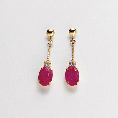 〈芝翫香〉K18ダイヤ入ルビーピアス
