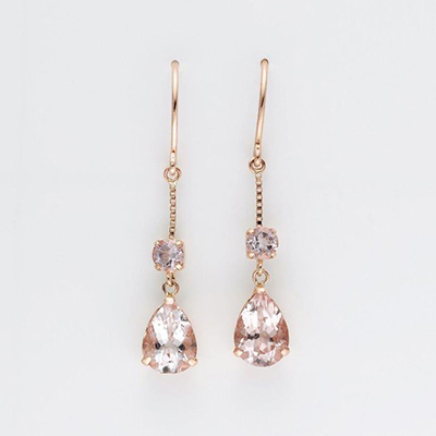 〈芝翫香〉K18PGモルガナイトアメリカンピアス