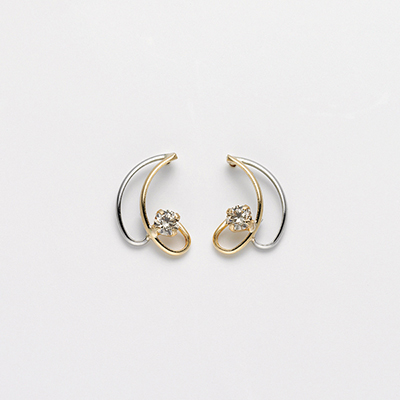 〈芝翫香〉Pt/K18ダイヤモンドピアス【H&C】