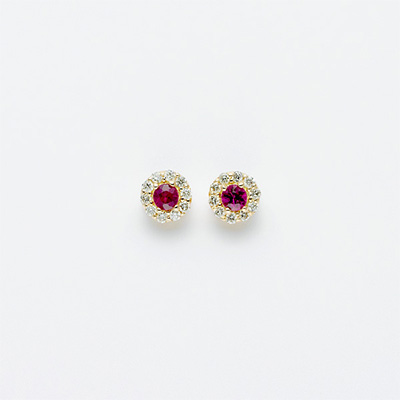 〈芝翫香〉K18ダイヤ入ルビーピアス