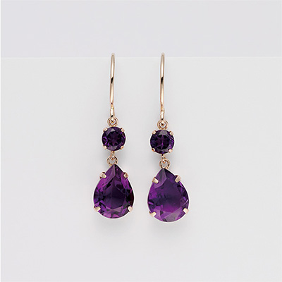 〈芝翫香〉K18PGアメシストアメリカンピアス